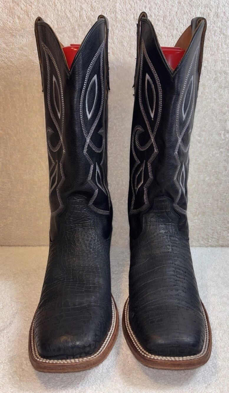 Tony Lama Women Size 9 B Black Wide Square Toe Western Cowboy Boots TL 5401
